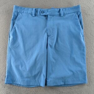 J.Lindeberg Shorts Mens 32 Blue Vent Golf Flat Front Textured JL Bridge Logo